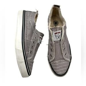 True Religion Korey Gray Distressed Canvas Slip On Sneakers Men's Size 6